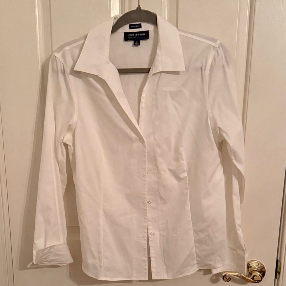 Jones New York Crisp White Collared Shirt